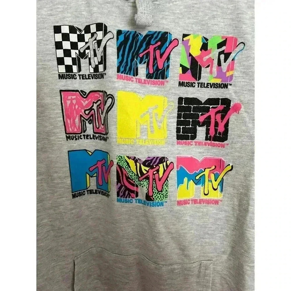 Vintage Music Television MTV Hoodie Gray Classic Graphic Retro Youth Size XL - Picture 4 of 5